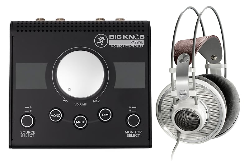 AKG K701 Premium Open-Back Studio Reference Monitor Headphones Bundled with Mackie Big Knob  			