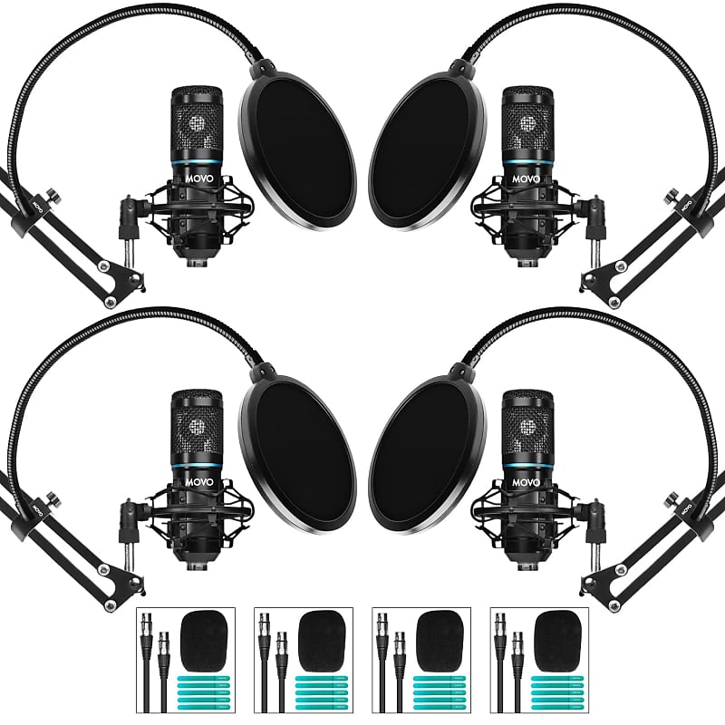 Movo 2-Pack Universal XLR Condenser Microphone Podcasting