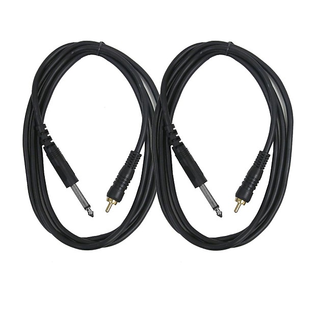 Seismic Audio SA-TSR5-S-2PACK 1/4" TS Male to RCA Mono Male Patch Cables - 5' (Pair) image 1