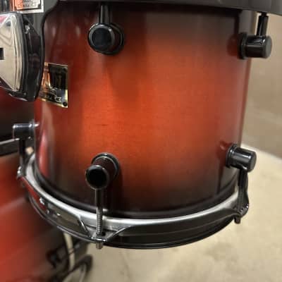 Spaun USA Custom Maple Drumset 10-12-14-16-22 - Red to Black Burst Satin image 3