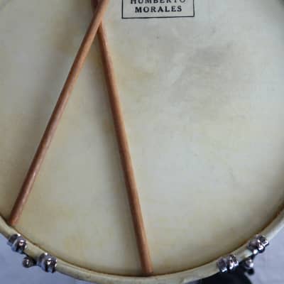 Leedy Vintage Humberto Morales Brass Timbale Set w/Stand & Case. Calf Heads image 2