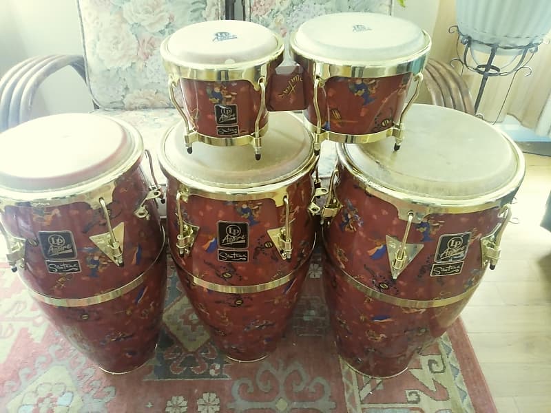 LP ASPIRE Set Of Congas w/bongos Santana Red With Gold LP ASPIRE Set Of Congas w/bongos Santana Red With Gold