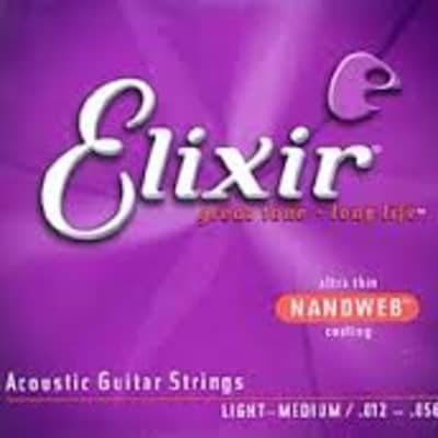 Elixir 11077 NanoWeb 80/20 Medium Light Acoustic Guitar Strings