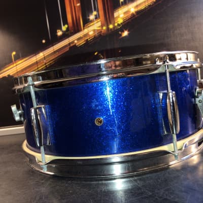 Beautiful Japanese  Snare Drum Unbranded  Stencil  1970s - Blue Sparkle image 4