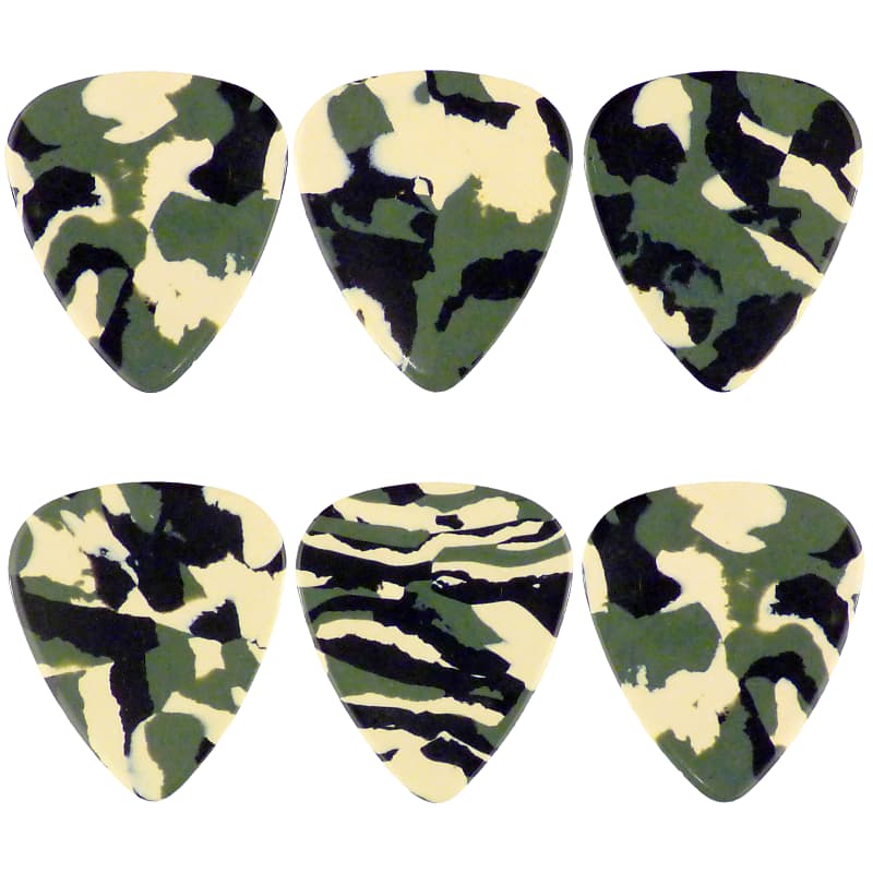 Celluloid Woodland Camo Guitar Or Bass Pick - 0.96 mm Heavy Gauge - 351 Style - 6 Pack New imagen 1