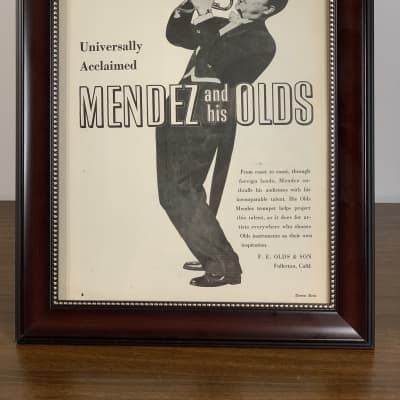 1957 Olds Horns Promotional Ad Framed Rafael Mendez Olds Trumpet Original for sale