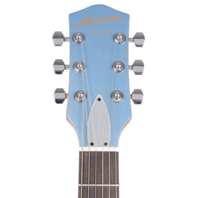 Harmony Standard Jupiter Thinline Semi-Hollow Guitar, Rosewood Fretboard, Sky Blue image 8