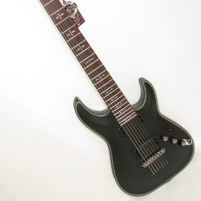 Schecter Guitar Research Hellraiser C-7 Passive 7 String Electric Guitar Satin Black image 3