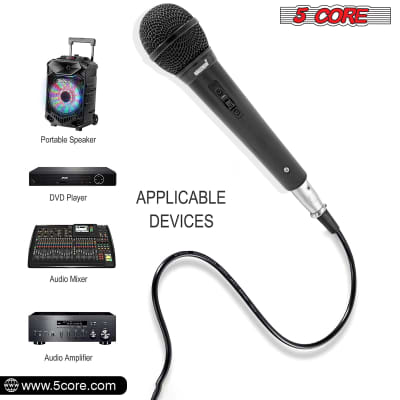 5 Core Professional Dynamic Microphone PAIR Cardiod Unidirectional Handheld Mic Karaoke Singing Wired Microphones with Detachable 12ft XLR Cable, Mic Clip  PM 101 BLK 2PCS image 3