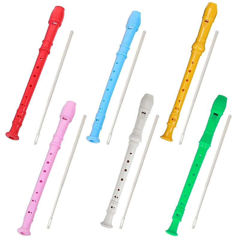 8 Hole Soprano Recorders, Descant Recorder Instrument, Flute For School Student German Style, With Cleaning Rod And Instruction (Multicolor-6 Pack) image 1