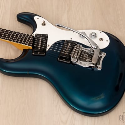 1965 Mosrite Ventures Model Vintage Electric Guitar, Ink Blue w/ Case & Strap image 9