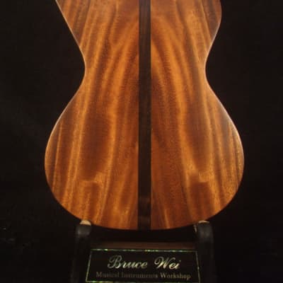 Bruce Wei Harp Style Left-handed Solid Acacia 4 String Soprano Ukulele, MOP Inlay HU13-2005 image 8