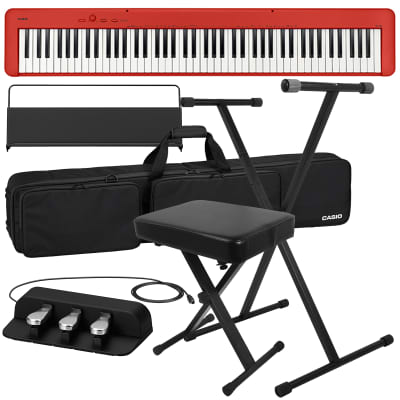 Casio CDP-S160 Compact Digital Piano - Red STAGE ESSENTIALS BUNDLE