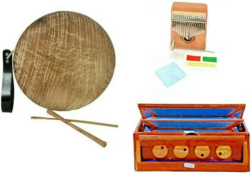 Naad South Indian Thappu Kalimba Wooden 12Sur Shruti Box Musical Instrument Combo Set 2021 image 1
