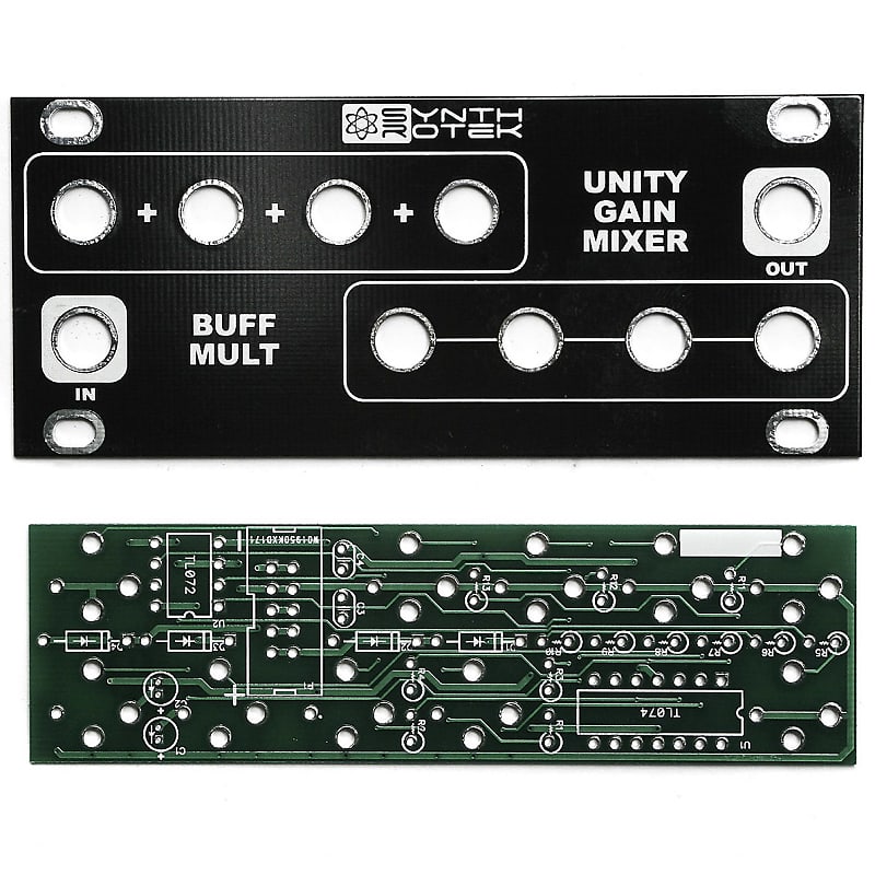 Synthrotek 1U UniBuffer PCB and Panel - Eurorack Buff Mult and Mixer PCB Set image 1