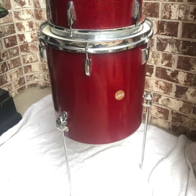 Beverley Birch 4-Piece Jazzset early 1960s Red Sparkle, New 12" heads, Beautiful Shells! image 17