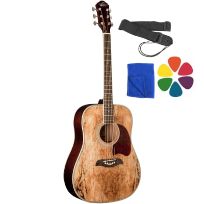 Oscar Schmidt OG2SM Spalted Maple Acoustic Guitar with Strap and Picks image 1