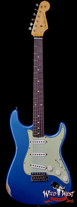 Fender Custom Shop 1962 Stratocaster Hand-Wound Pickups AAA Dark Rosewood Slab Board Relic Lake Placid Blue 7.65 LBS image 1