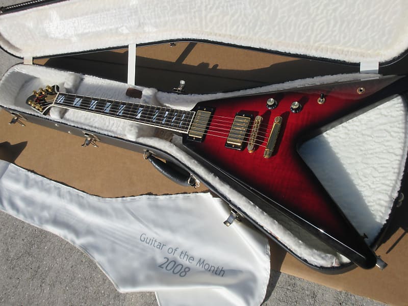 2008 Gibson Flying V Guitar of the Month Brimstone Burst 50th Commemorative  With Original Case Manual Receipt