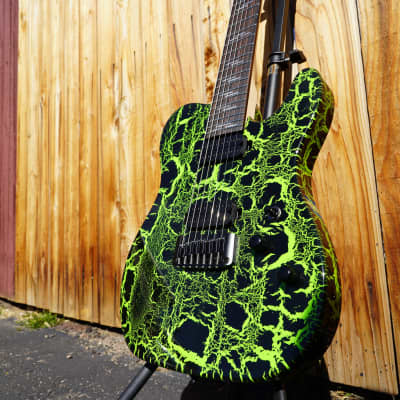 Schecter USA CUSTOM SHOP PT-7 Green Crackle 7-String Electric Guitar w/ Black Tolex Case (2022) image 6
