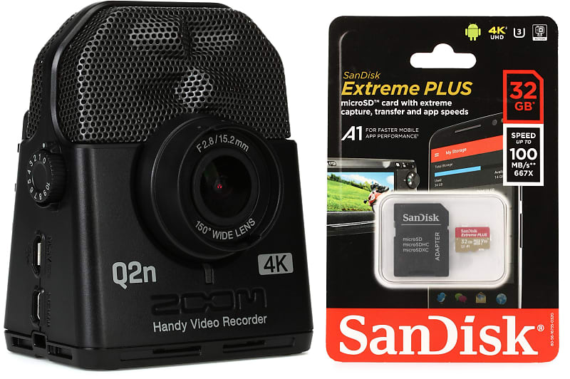 Zoom Q2n-4K Handy Video Recorder with XY Microphone  Bundle with Sandisk Extreme PLUS microSDHC Card - 32GB  Class 10  U3  UHS-I image 1