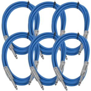 Seismic Audio SASTSX-6BLUE-6PK 1/4" TS Instrument/Patch Cable - 6' (6-Pack)
