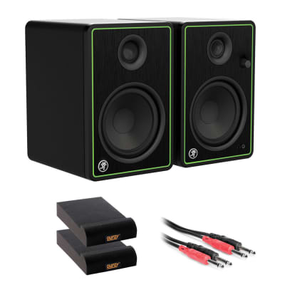 Mackie CR5-X Series 5" Studio Monitors (Pair) with 2x Small Isolation Pad & 3.3' Phone to Phone (1/4") Cable Bundle image 1