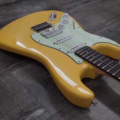 AIO S4 Left-Handed Electric Guitar - Buttercream (Mint Pickguard) image 6