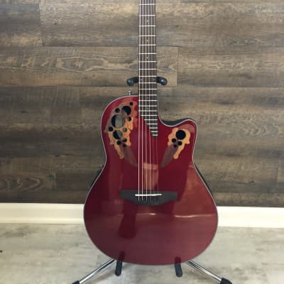 Ovation Ovation CE48 Celebrity Elite Acoustic-Electric Guitar Transparent Ruby Red image 2