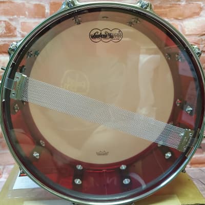 Ludwig Vistalite Red 5x14" 50th Anniversary Collector's Bowtie Lug Molded Acrylic Snare Drum | NEW Authorized Dealer image 11