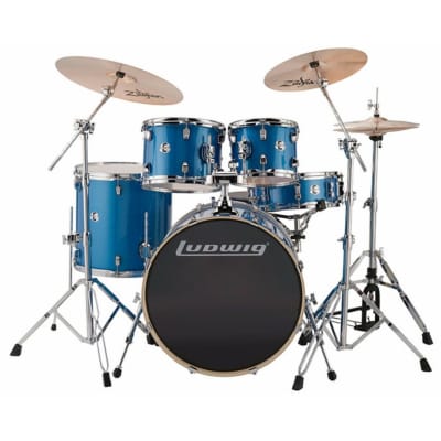Ludwig LCEE22023EXP Element Evolution 5-Piece Drum Set with Hardware, Blue Sparkle image 1