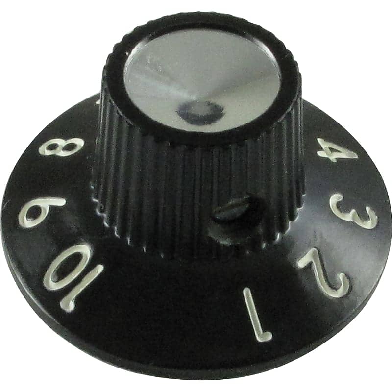 Knob - Witch Hat, Black 1-10, Skirted, Set Screw, Thin | Reverb