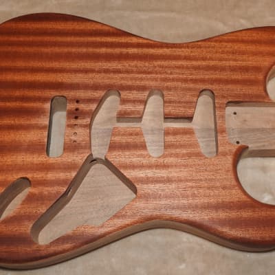 Unfinished Strat 2 Piece Walnut With a 1 Piece Ribbon Sapele/Mahogany Top 5lbs 10.5oz! image 11