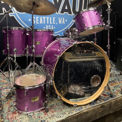 Frank Ferrer's Guns N Roses, Pork Pie, 2016 Drum Set, 24",16",14",13",12" Purple Sparkle. Signed! Authenticated! image 3