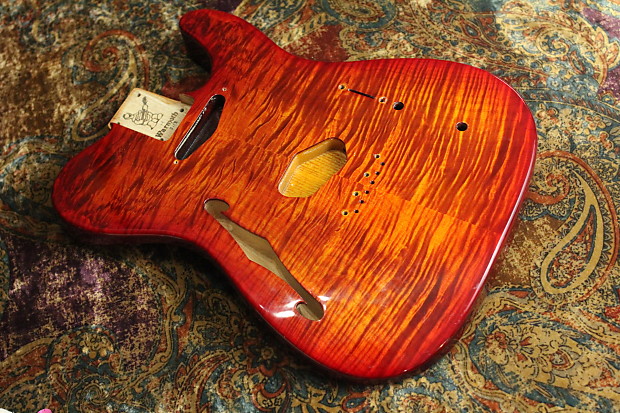 Warmoth Thinline Telecaster Body Grade AAA Flame Maple Fire