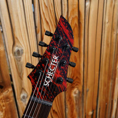 Schecter USA CUSTOM SHOP - Black w/ Blood Splatter - Keith Merrow KM-7 - Hybrid 7-String Electric Guitar w/ Case (2023) image 7