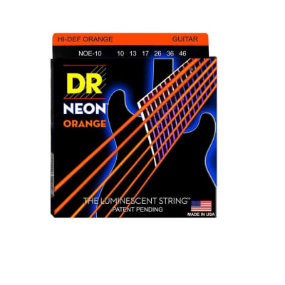 DR Strings NOE-10 Coated Nickel Hi-Def Orange Electric Guitar Strings, Medium, 10-46