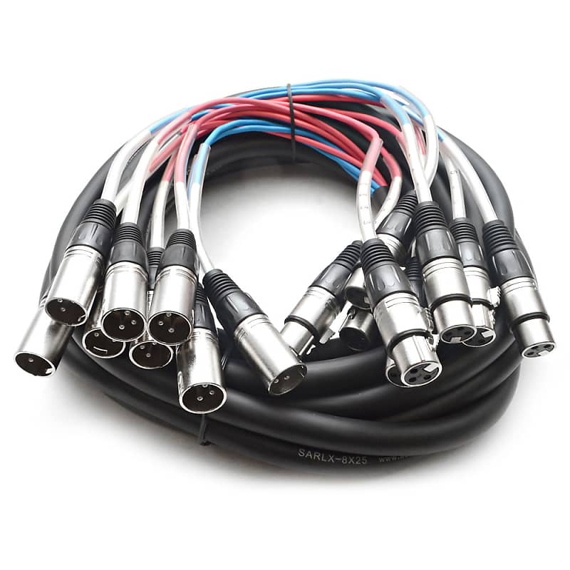 Seismic Audio 8 CHANNEL XLR SNAKE CABLE - 25 Feet Pro Extension Stage/Recording image 1