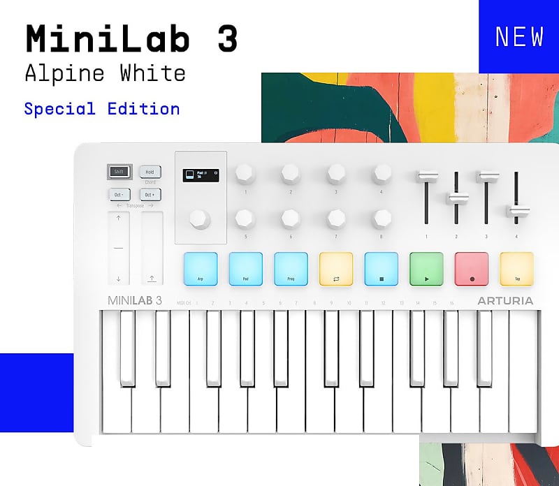 Arturia MiniLab 3 Compact MIDI Keyboard and Pad Controller (White)