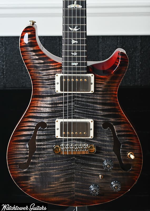 Mint Paul Reed Smith PRS Hollowbody II Piezo 10 Top Charcoal Cherry Burst image 1