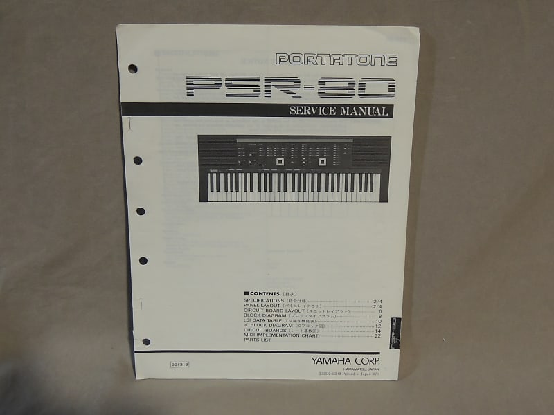 Yamaha PSR-80 Portatone Service Manual [Three Wave Music] image 1
