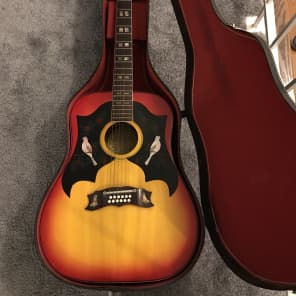 RARE lawsuit Double Dove 12 String 1960s Vintage clone of Gibson Dove Special 1960s Cherry Sunburst image 1