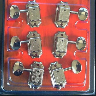 Grover 133N Vintage Deluxe, Nickel Tuning Machines 3+3, Oval Metal Button image 5