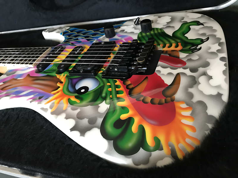 Vintage 1993 Jackson USA Custom Shop Dinky Multi Color DRAGON Graphic  Ontario CA w/Hardshell Case