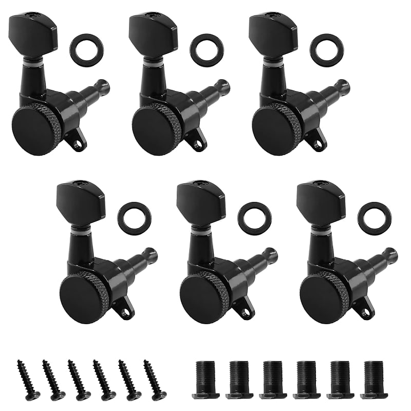 Locking Guitar Tuners Chrome 6 In-line 19:1 Machine Heads Tuning Pegs for  Fender Stratocaster/Telecaster