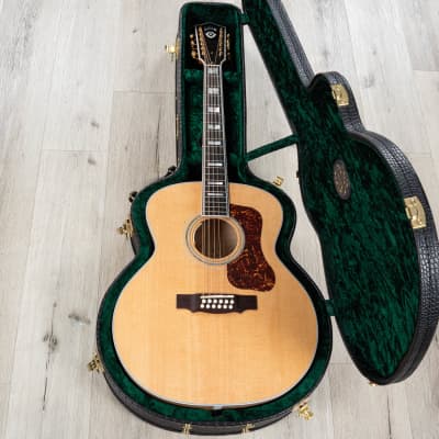 Guild USA F-512E 12-String Jumbo Acoustic-Electric Guitar, Natural Maple Blonde image 14