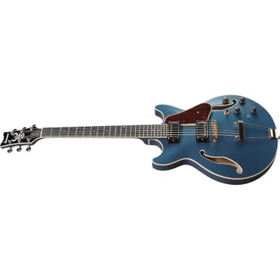 Ibanez AE Series AMH90 Hollow-Body Guitar, Ebony, Prussian Blue Metallic image 3
