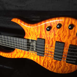 Modulus Quantum 5 Bass Guitar 5A Quilt Top MAPLE NOS Bartolini - TOP OF LINE 2006 Orange Brown Yello image 10