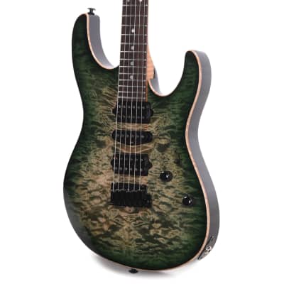 Suhr Custom Modern HSH Quilted Maple Faded Transparent Green Burst w/Roasted Flame Maple Neck (Serial #76277) image 2