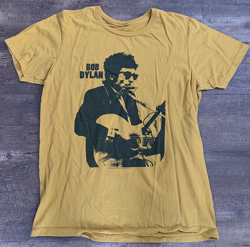 Bob Dylan Harmonica T-Shirt Gold Large image 1